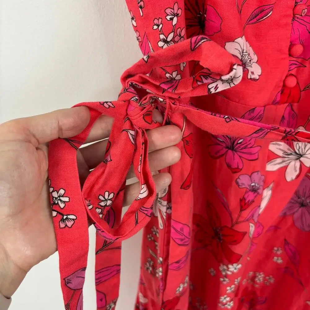 Banana Republic Cropped Wide Leg Floral Jumpsuit Medium Linen Cotton 548121